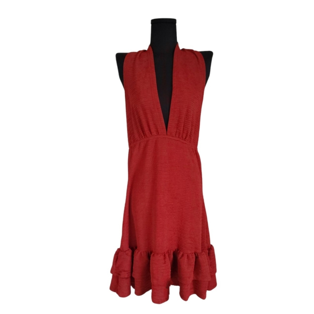 Halter Dress with Ruffle Hem